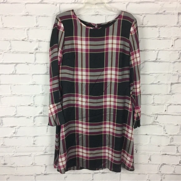 Loft Plaid Tie Back Dress, Size 12 - Picture 13 of 14